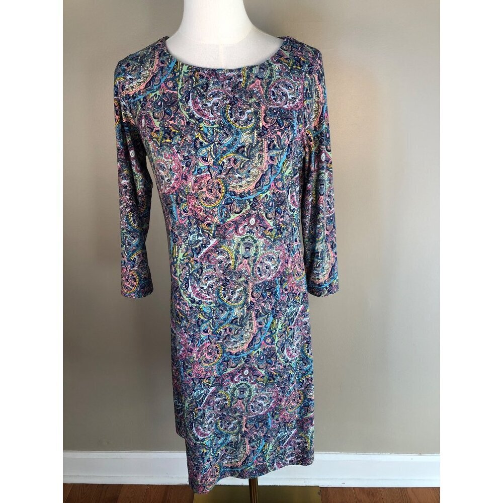 Tommy Hilfiger 3/4 Sleeve Multicolor Paisley Shift Dress Size 6